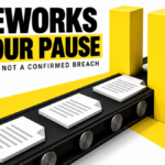 Yellow pause bars interrupt a conveyor carrying documents.