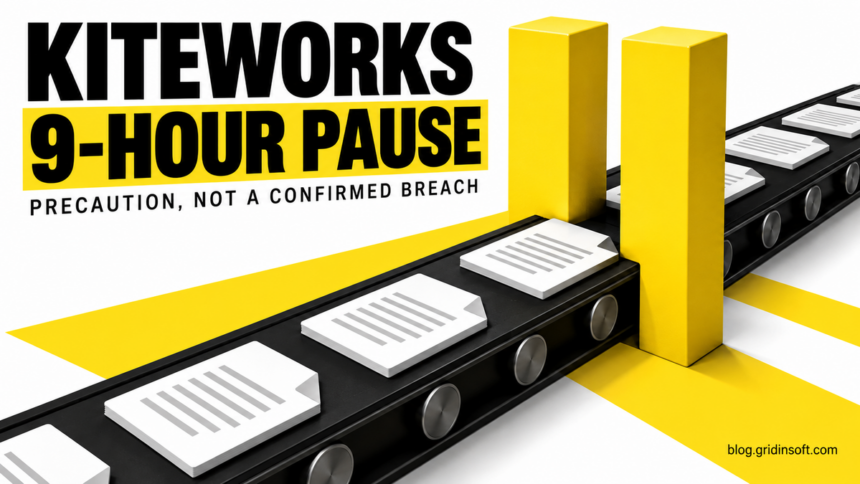 Yellow pause bars interrupt a conveyor carrying documents.