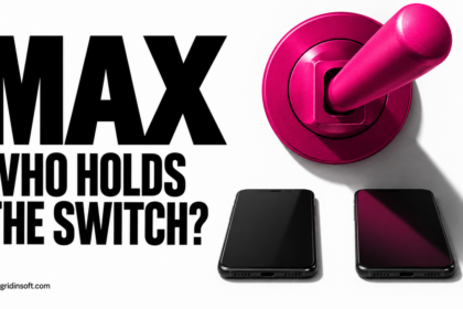 A large switch above two phones represents account-specific controls in MAX.