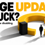 Edge update stuck: a blocked yellow update arrow with an open path