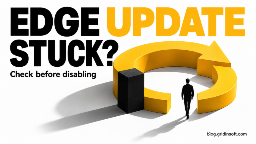 MicrosoftEdgeUpdate.exe Keeps Crashing? Check Updates Before Disabling It 1 Edge update stuck: a blocked yellow update arrow with an open path