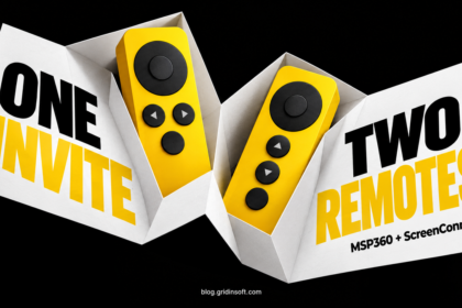 An invitation unfolds into two remote controls labeled MSP360 and ScreenConnect.