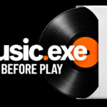 Music.exe file sleeve and vinyl record with the words Check Before Play