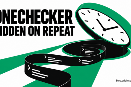 OneChecker hidden on repeat: a clock trapdoor conceals a recurring script.