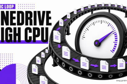 OneDrive file sync loop driving a high CPU gauge