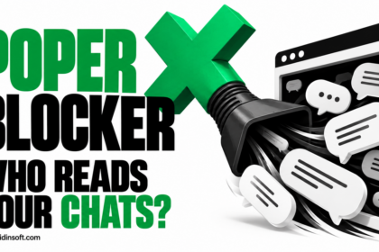 Poper Blocker closing control draws conversation bubbles from a browser.