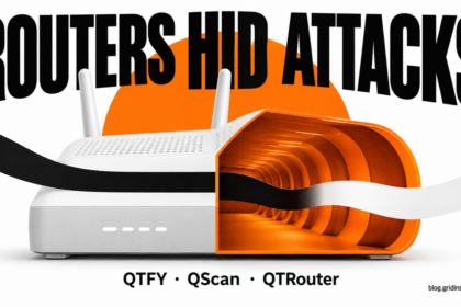 A white home router opens into an orange tunnel representing a covert QTFY proxy relay.