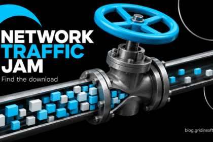 A cyan valve controls a stream of data blocks in a narrow pipe