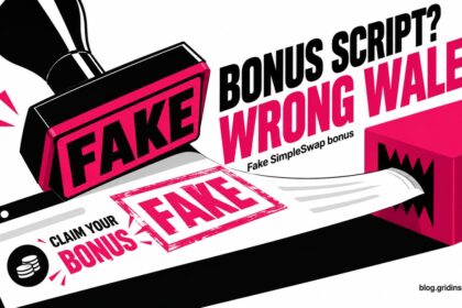 Fake SimpleSwap bonus script stamped as fake as a payment slip enters a trap.