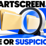 SmartScreen.exe safety check shown through a large inspection lens