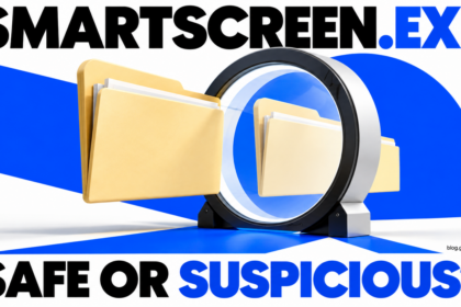 SmartScreen.exe safety check shown through a large inspection lens