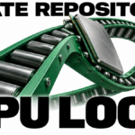 A processor caught in a looping green conveyor illustrates repeated State Repository Service activity