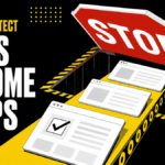 WordPress page cards move along a conveyor toward a STOP sign that opens as a trapdoor.