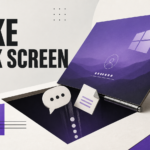 Editorial trapdoor shaped like a fake Windows lock screen swallowing a workplace chat and password dots