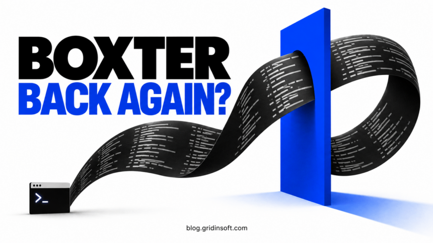 Trojan:PowerShell/Boxter!MTB: Remove It and Check Repeat Alerts 1 Boxter Back Again? A looping script ribbon passes through a blue barrier.