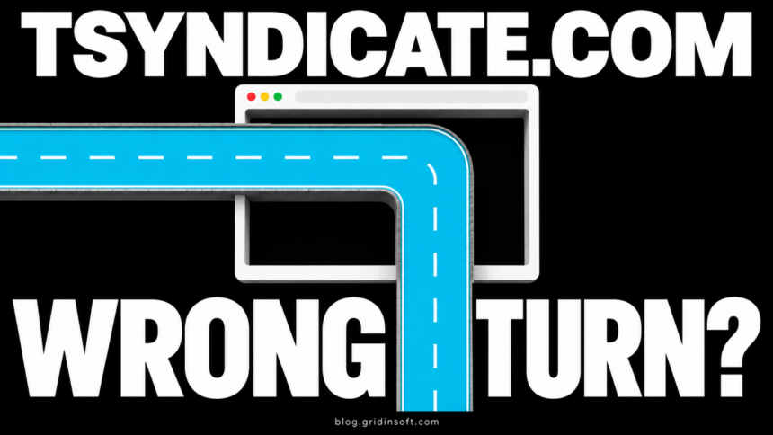 Tsyndicate.com Redirects: Stop Unwanted Tabs and Check the Cause 1 Tsyndicate.com wrong-turn illustration with a cyan road crossing a browser window