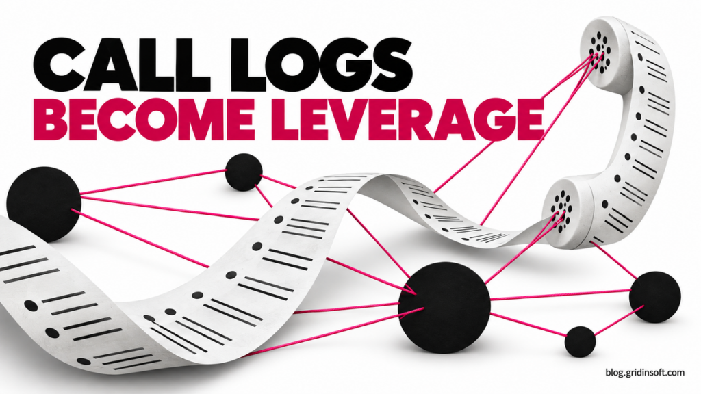 A paper call log becomes a telephone receiver linked to a network of contacts.