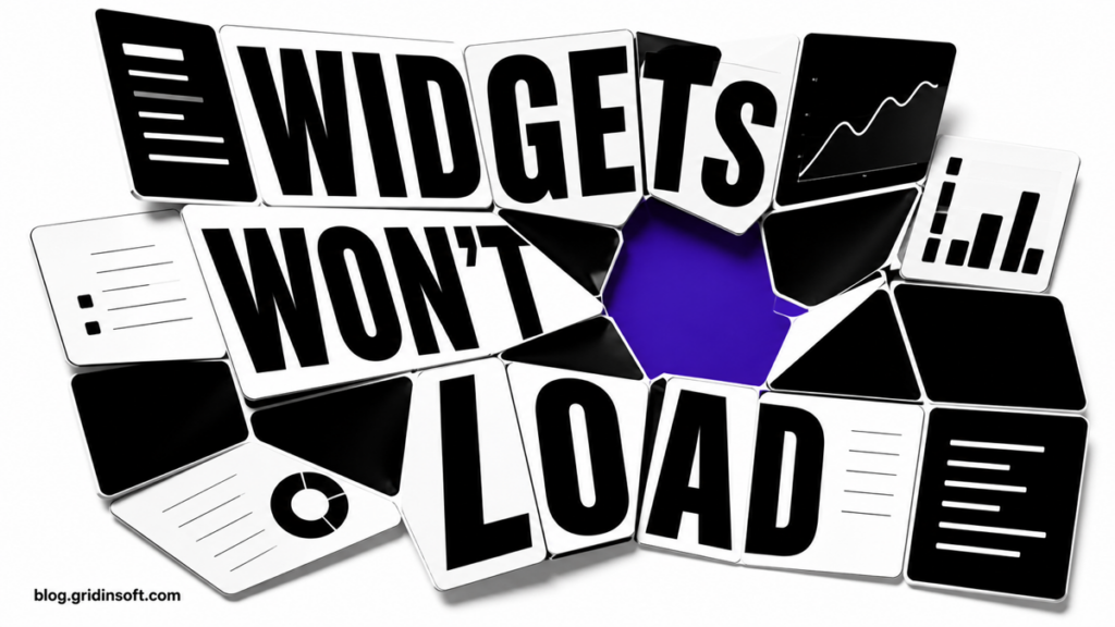 Windows Widgets board collapsing around a missing package tile.