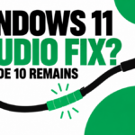 A partly repaired audio cable illustrates the Windows 11 update’s limited USB sound fix.