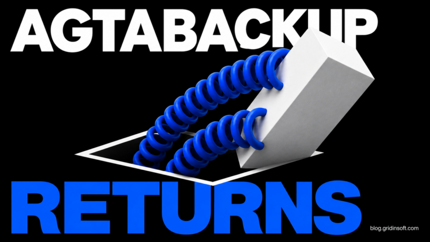 AgtaBackup returns as two blue springs pull a white block back into an opening.
