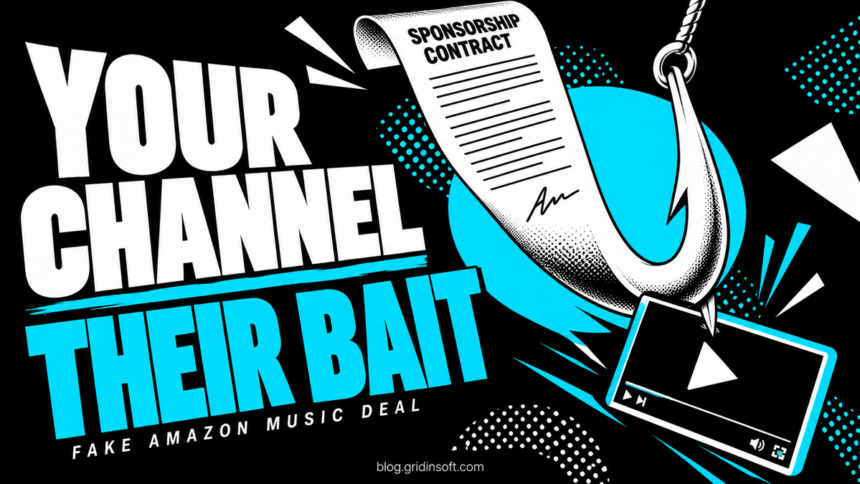 A sponsorship contract becomes a fishing hook catching a video player