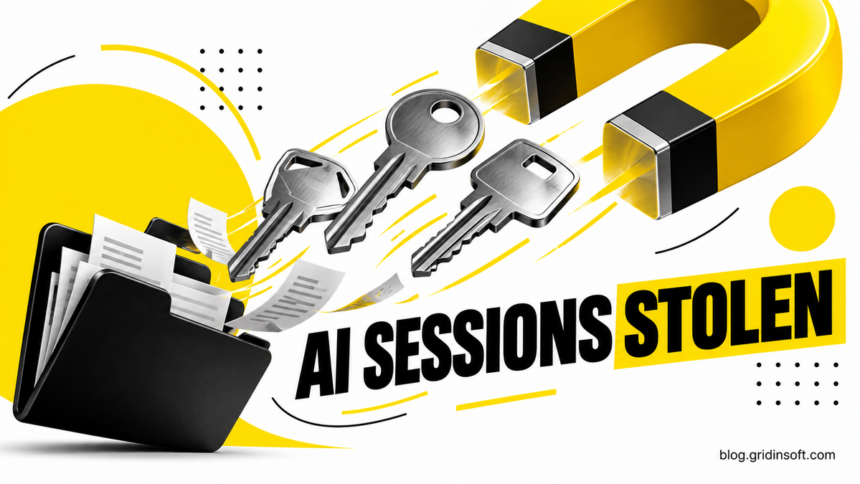 Aokigahara Stealer Targets AI Sessions and Developer Keys 1 Three keys pulled from a computer folder by a large yellow magnet.