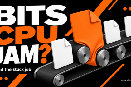 An oversized orange file jams a conveyor carrying background transfers.