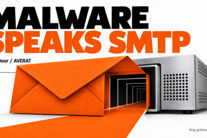 An orange envelope opens a hidden passage through a mail-security appliance.