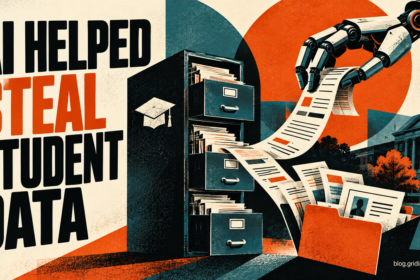 University records pulled from a filing cabinet by a mechanical hand