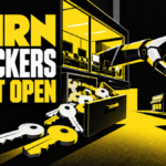 An open control room exposes keys while a robotic hand reaches toward shops.