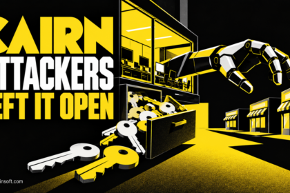 An open control room exposes keys while a robotic hand reaches toward shops.
