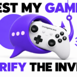 A game controller caught in a violet message bubble, with the words Test my game? Verify the invite.