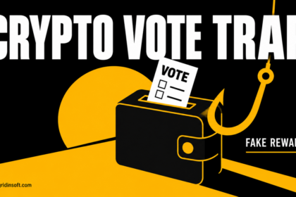 A crypto wallet shaped as a ballot box beside a golden hook