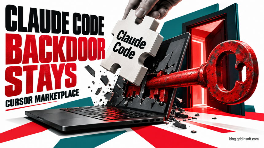 Claude Code in Cursor Planted an SSH Backdoor That Outlives Uninstall 1 A Claude Code puzzle piece lifts away from a laptop while a red key remains connected to an open door.
