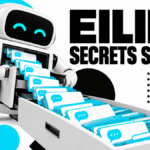 A conceptual companion robot opens into a drawer of cyan conversation cards.