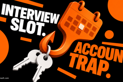 An orange appointment calendar turns into a hook carrying two account keys.