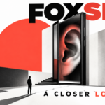 An oversized ear behind a phone-shaped window illustrates why audio capabilities matter for privacy.
