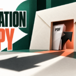 An invitation envelope opens onto a PDF and a shortcut arrow: Invitation to Spy, GitPower.