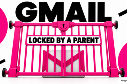An envelope behind a child-safety gate represents Gmail locked by an unfamiliar parent.