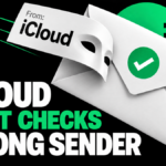 iCloud email with successful checks and a sender label shaped like a mask