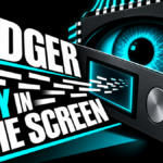 A chip-shaped eye watches a hardware wallet screen: Ledger, Spy in the Screen.