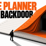 An orange daily planner opens into a hidden doorway