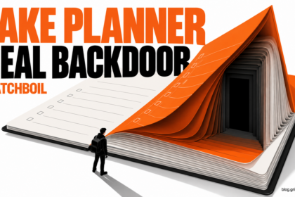 An orange daily planner opens into a hidden doorway
