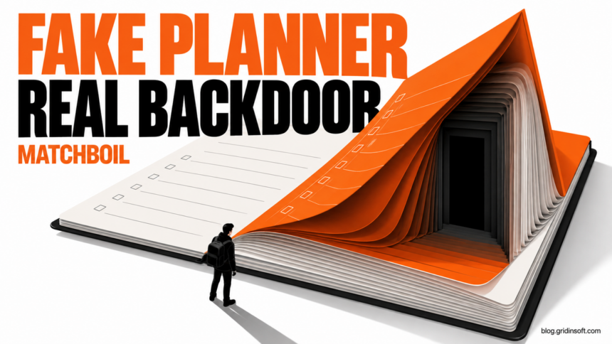 An orange daily planner opens into a hidden doorway