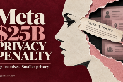 Torn paper profile revealing personal data behind a privacy-policy strip