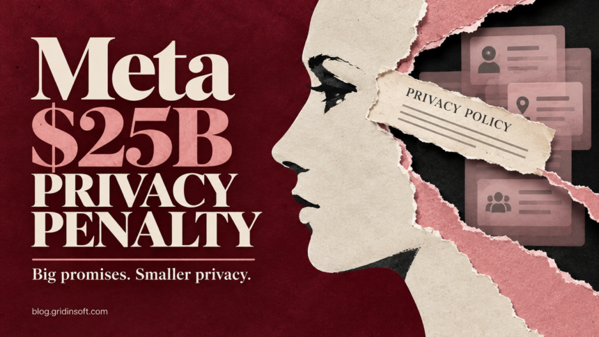 Torn paper profile revealing personal data behind a privacy-policy strip
