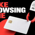A fake fine receipt turns into a hook pulling a bank card.