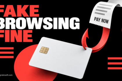 A fake fine receipt turns into a hook pulling a bank card.