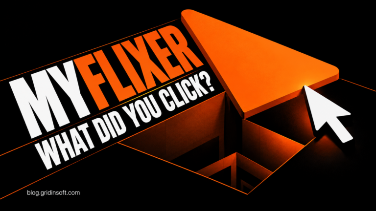 MyFlixer play button opening into a trapdoor beside a cursor