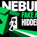 A green software package opens into a hidden doorway with a terminal-headed intruder